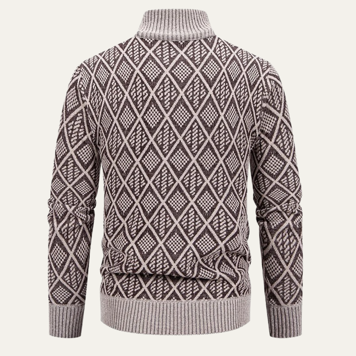 Men's Knit Diamond Pattern Zip Jacket