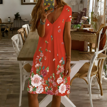 Women's V-Neck Short Sleeve Dress