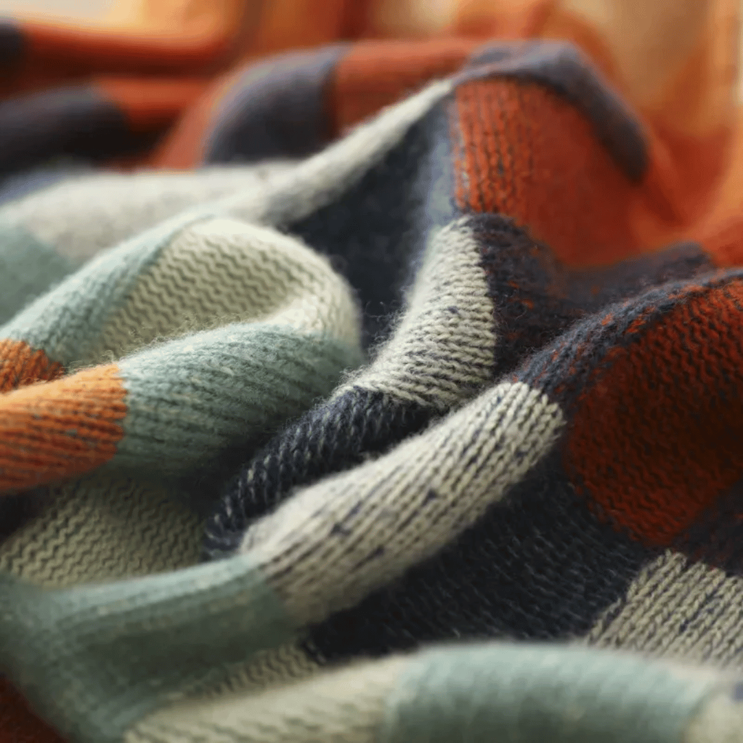 Cashmere Turtleneck Sweater Patchwork Design