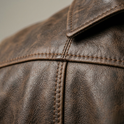 Men’s Leather Jacket Classic Zip Up Casual Outerwear