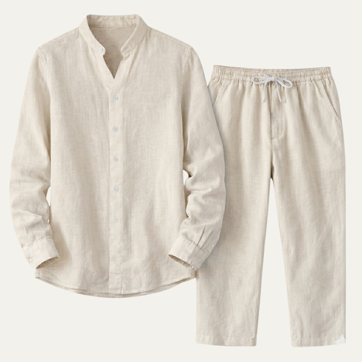 Men's Cotton Linen Shirt And Pants Set