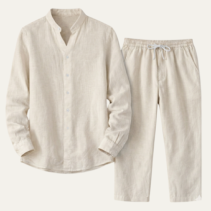Men's Cotton Linen Shirt And Pants Set