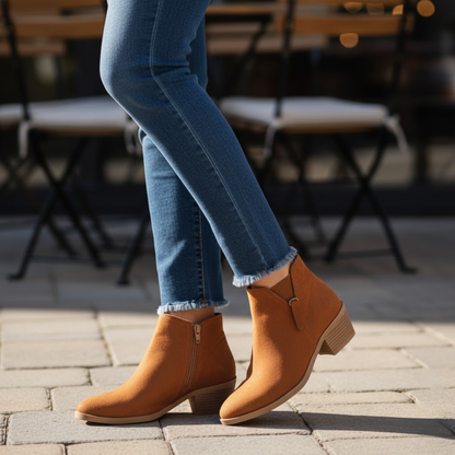 Ladies Comfortable Fall Suede Low Heel Chelsea Ankle Boots