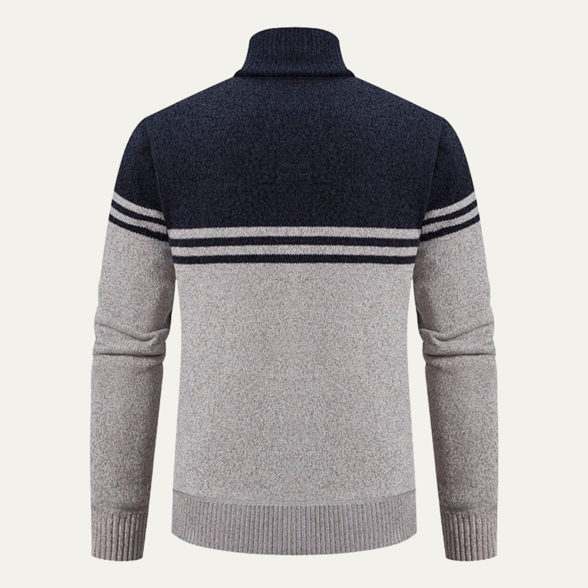 Men's Striped Fleece Lined Sweater Jacket
