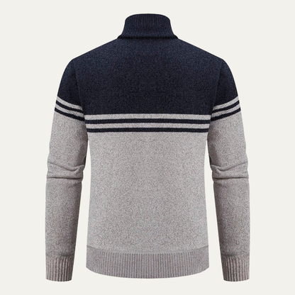 Men's Striped Fleece Lined Sweater Jacket
