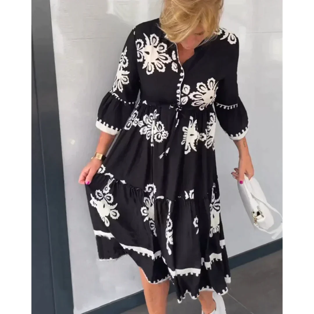 Women's Floral Print Dress Elegant Fit