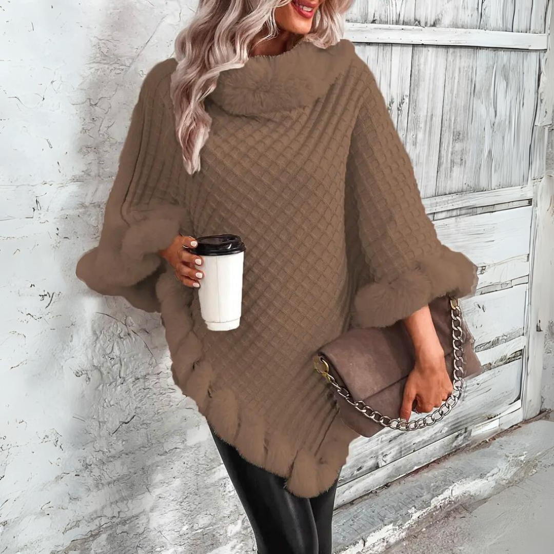 Liv Women's Knitted Cape Warm Beige