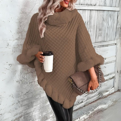 Liv Women's Knitted Cape Warm Beige