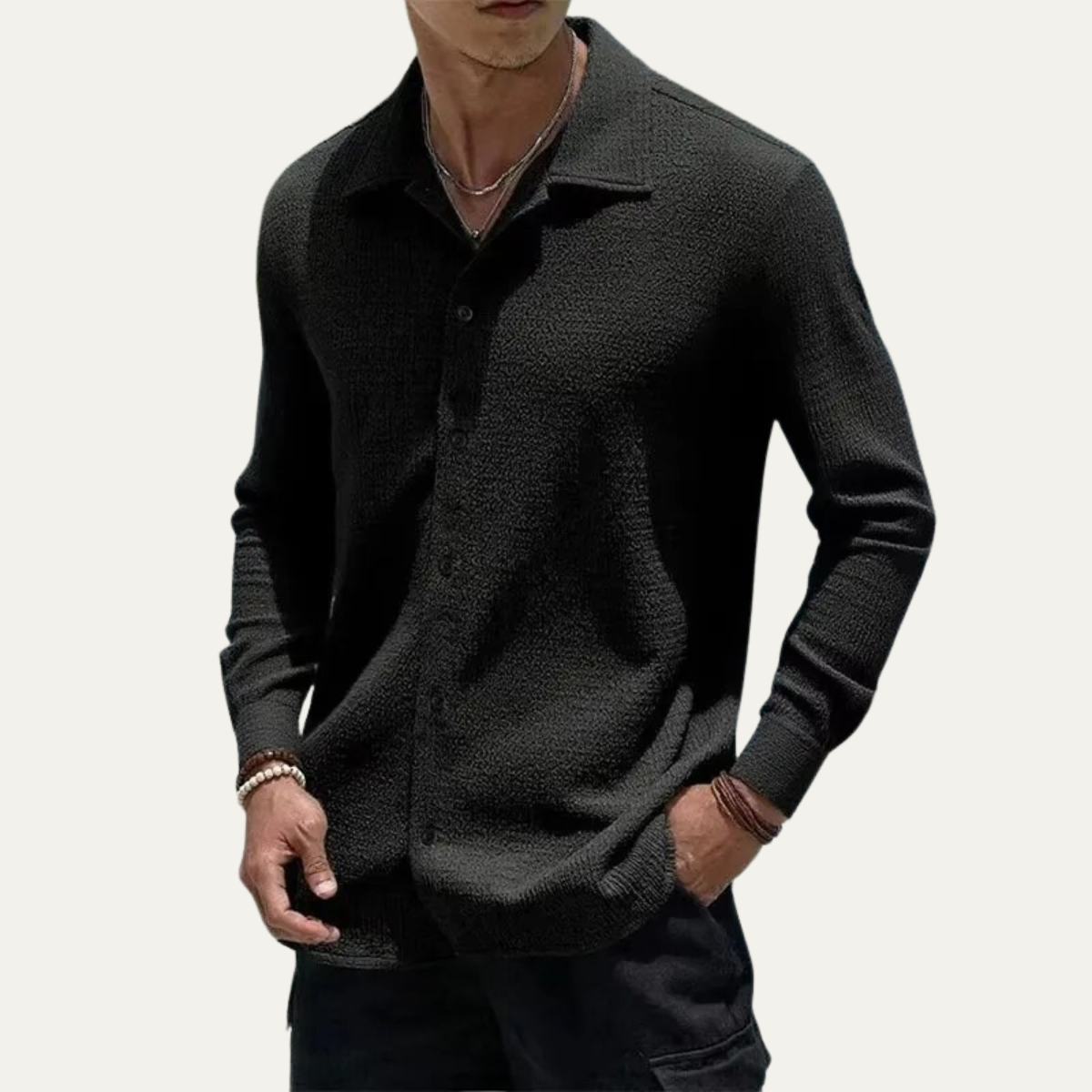 Men's Relaxed Fit Textured Casual Shirt