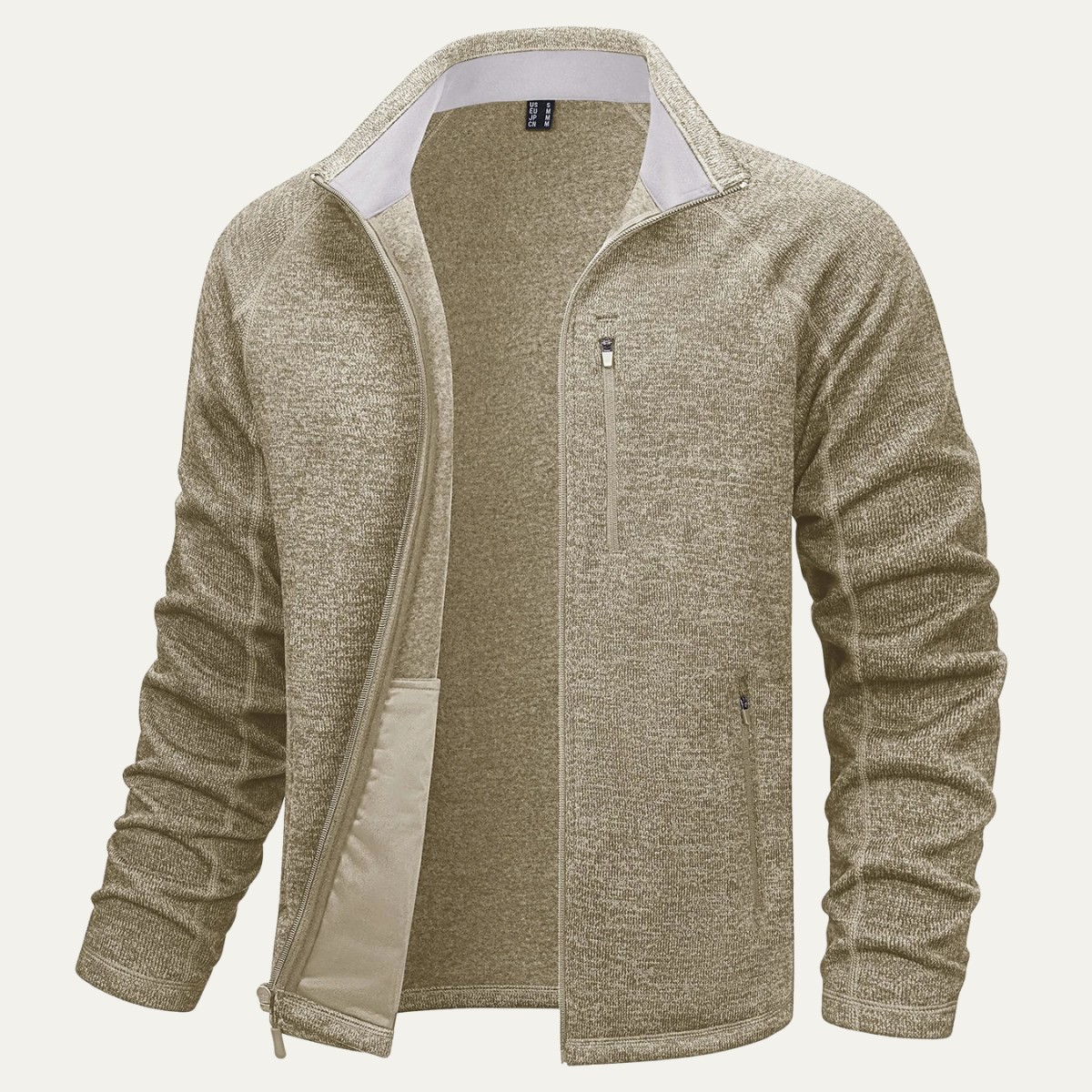 Men's Full Zip Fleece Jacket Warm Knitted - VibreMode