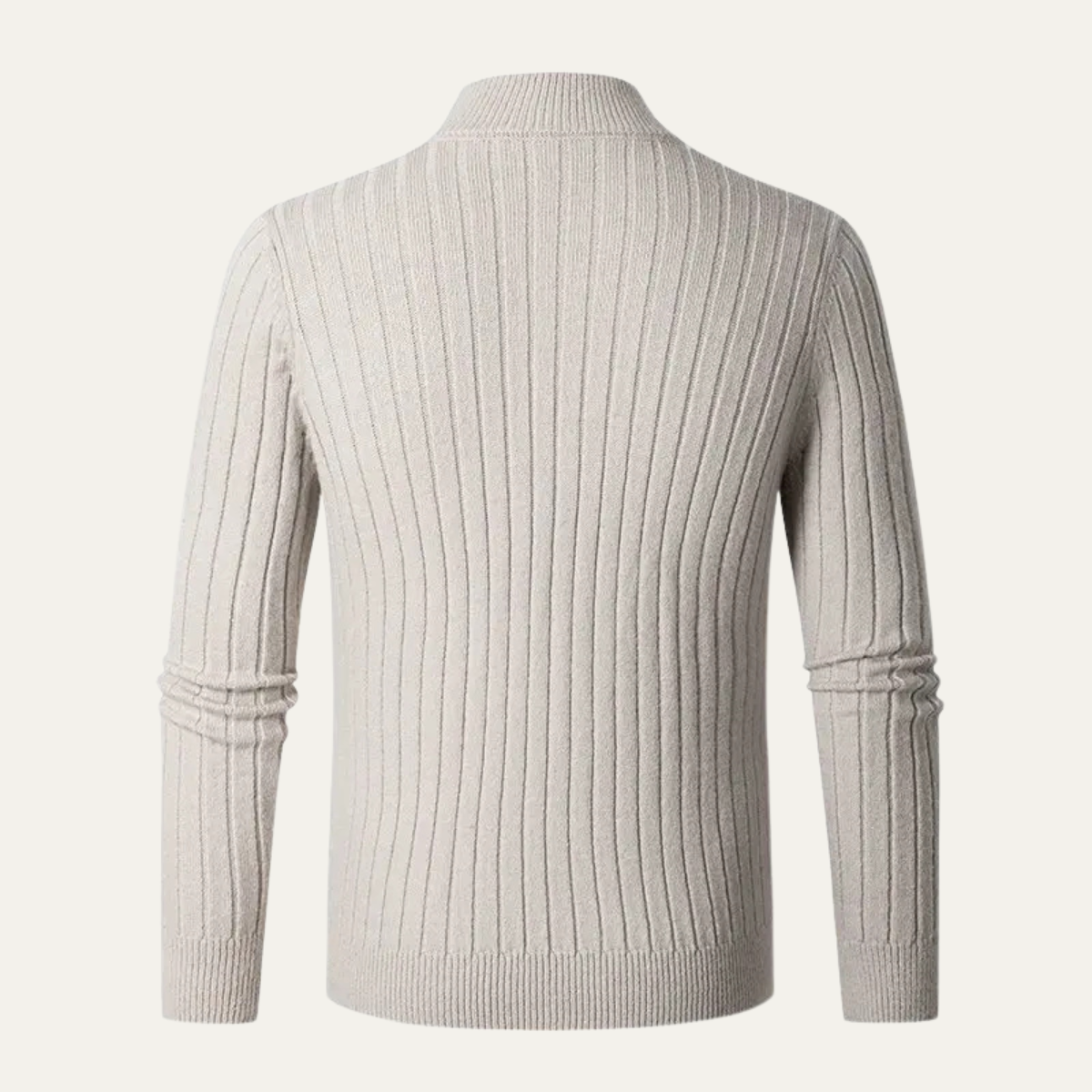Men's Knitted Half Zip Sweater Ribbed Collar