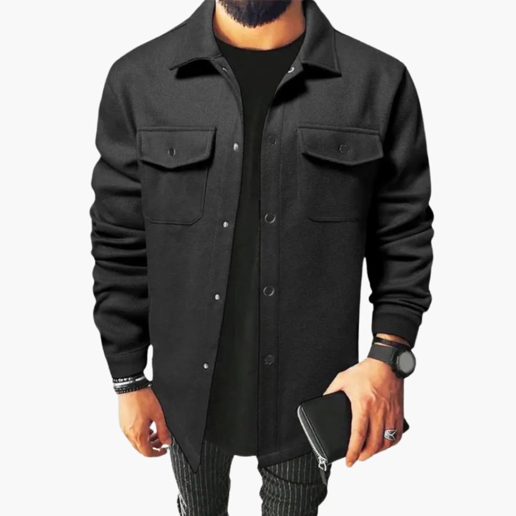 Men's Shirt Jacket Button Front Cotton