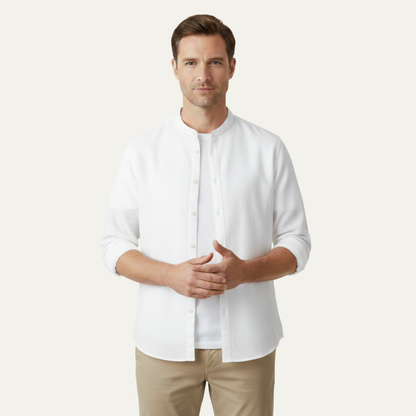 Men's Linen Shirt Thin Round Neck Vintage Style