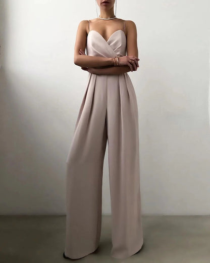 Women's Sleeveless Jumpsuit High Waist Wide Leg