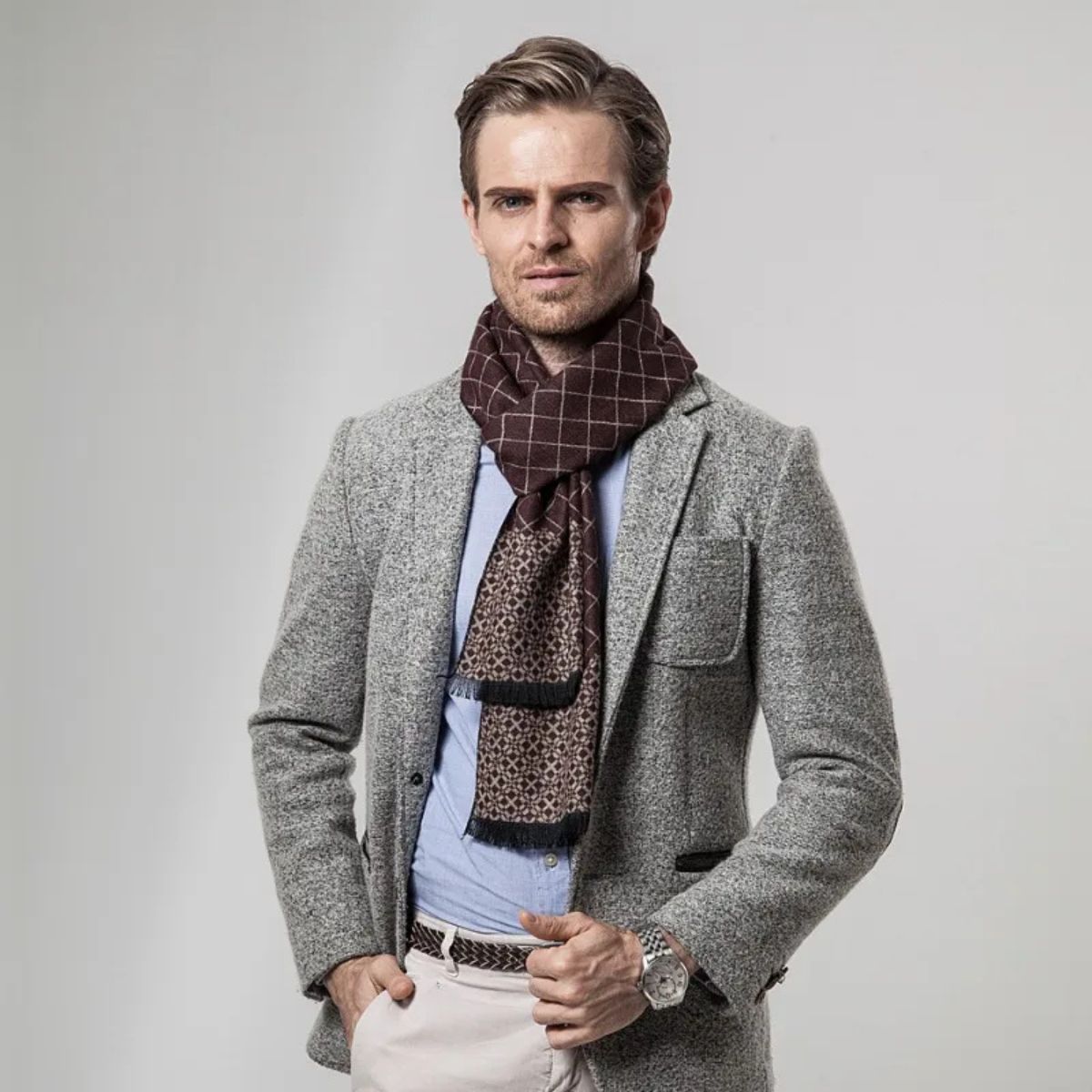 Men's Cashmere Merino Scarf Burgundy