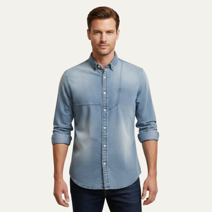 Mens Slim Fit Denim Cowboy Shirt