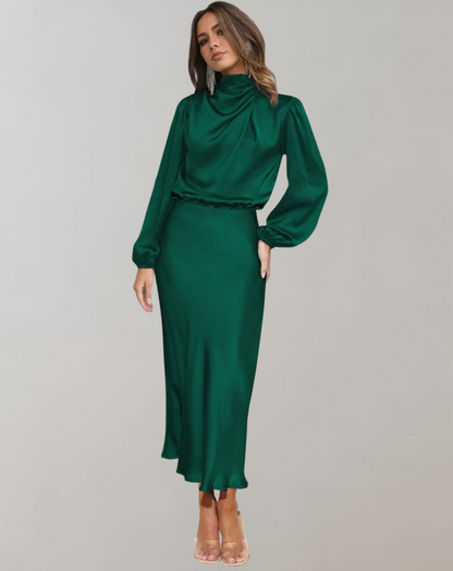 Women's Satin Long Sleeve Dress