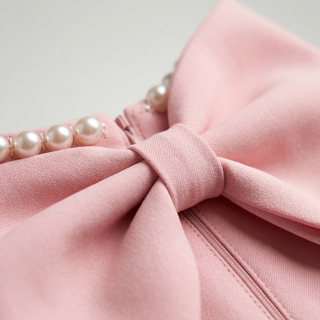 Women’s Mini Dress Sleeveless Pearl Trim Elegant Party Dress