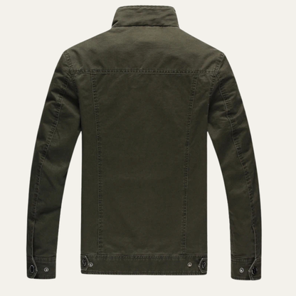 Men's Military Cargo Jacket Stand Collar Olive