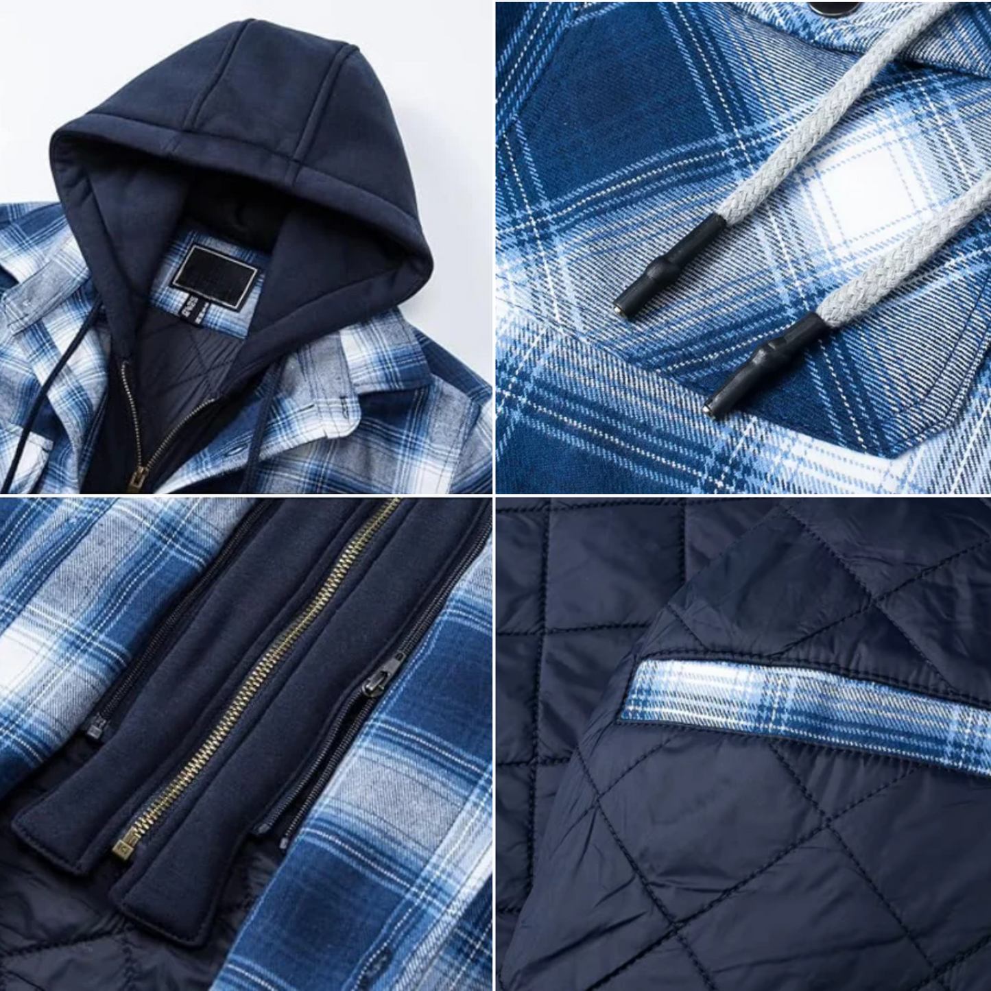 Men's Plaid Flannel Hooded Jacket