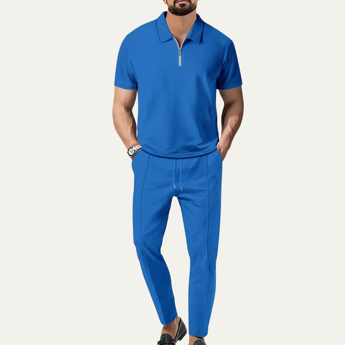 Men's Casual Lounge Short Sleeve And Pants Set