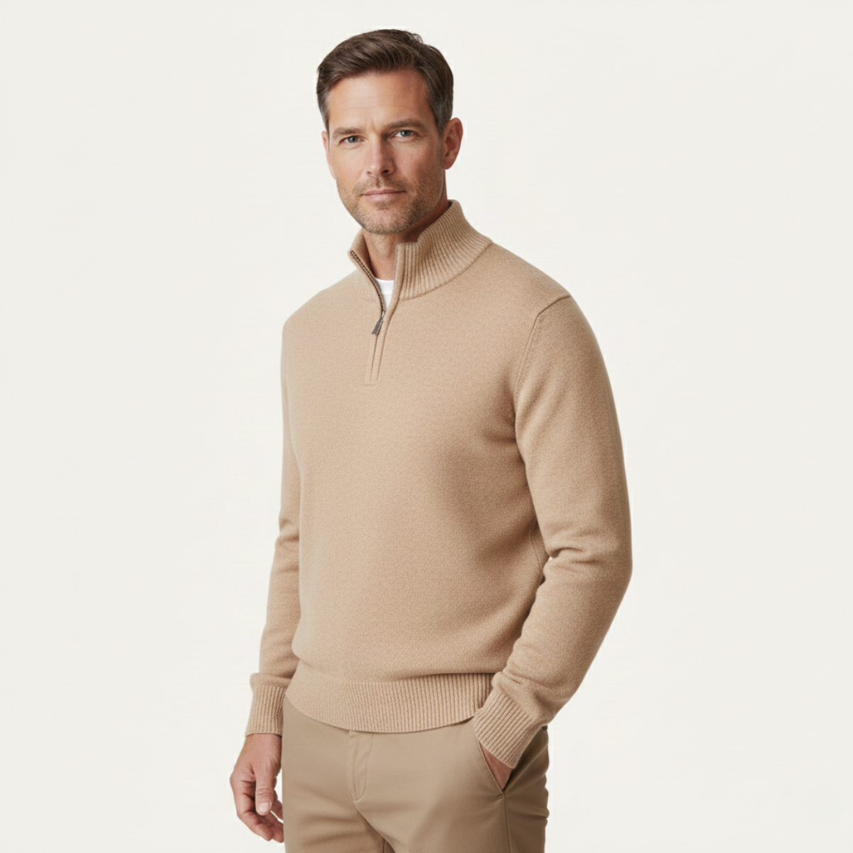 Men's Soft Wool Quarter Zip Sweater