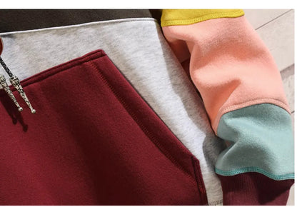 Men's Colorblock Hoodie Kangaroo Pocket Sweatshirt
