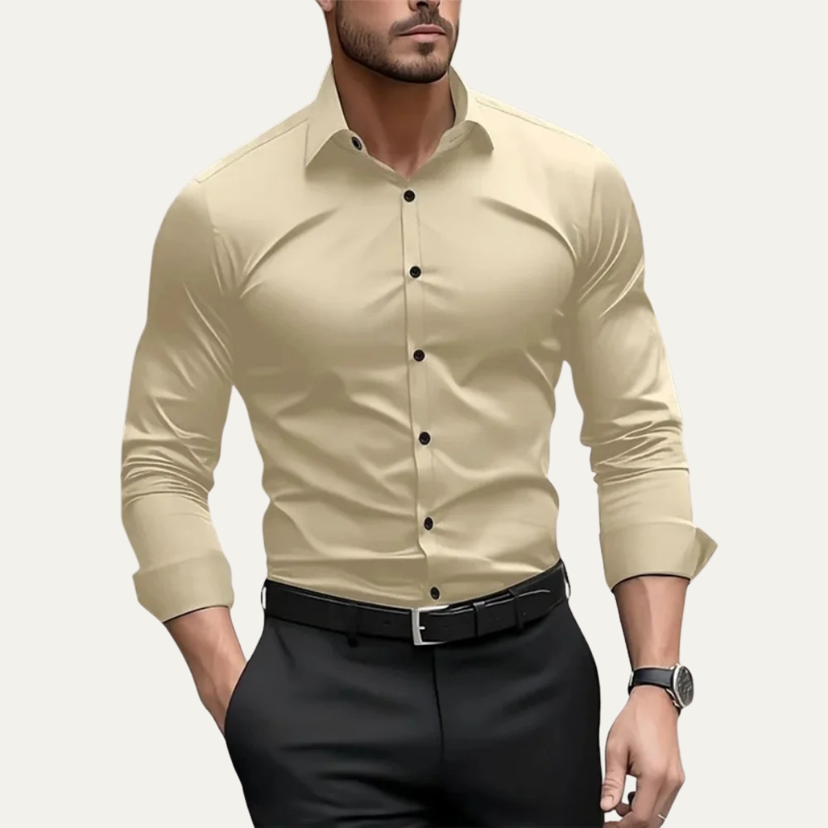 Men's Business Shirt Solid Color Cotton