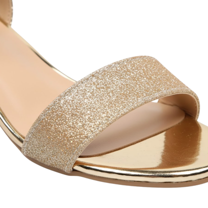 Luxury Metallic Flat Ankle Strap Sandals