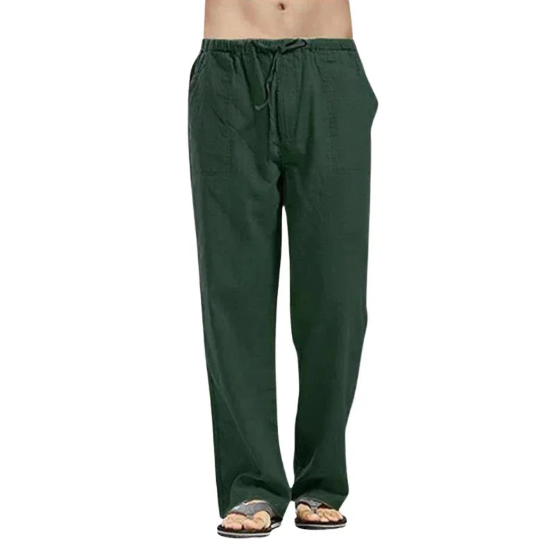 Men's Linen Pants Breathable Oversized Beige
