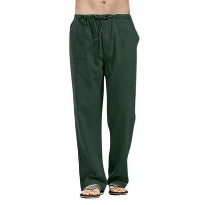 Men's Linen Pants Breathable Oversized Beige