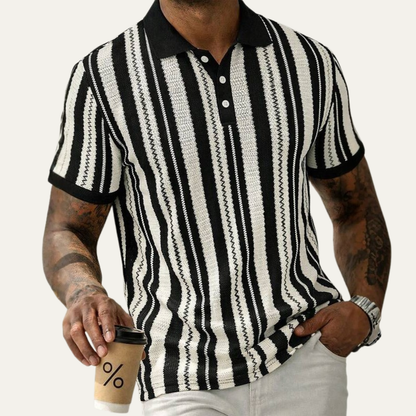 Men's Striped Knit Polo Shirt