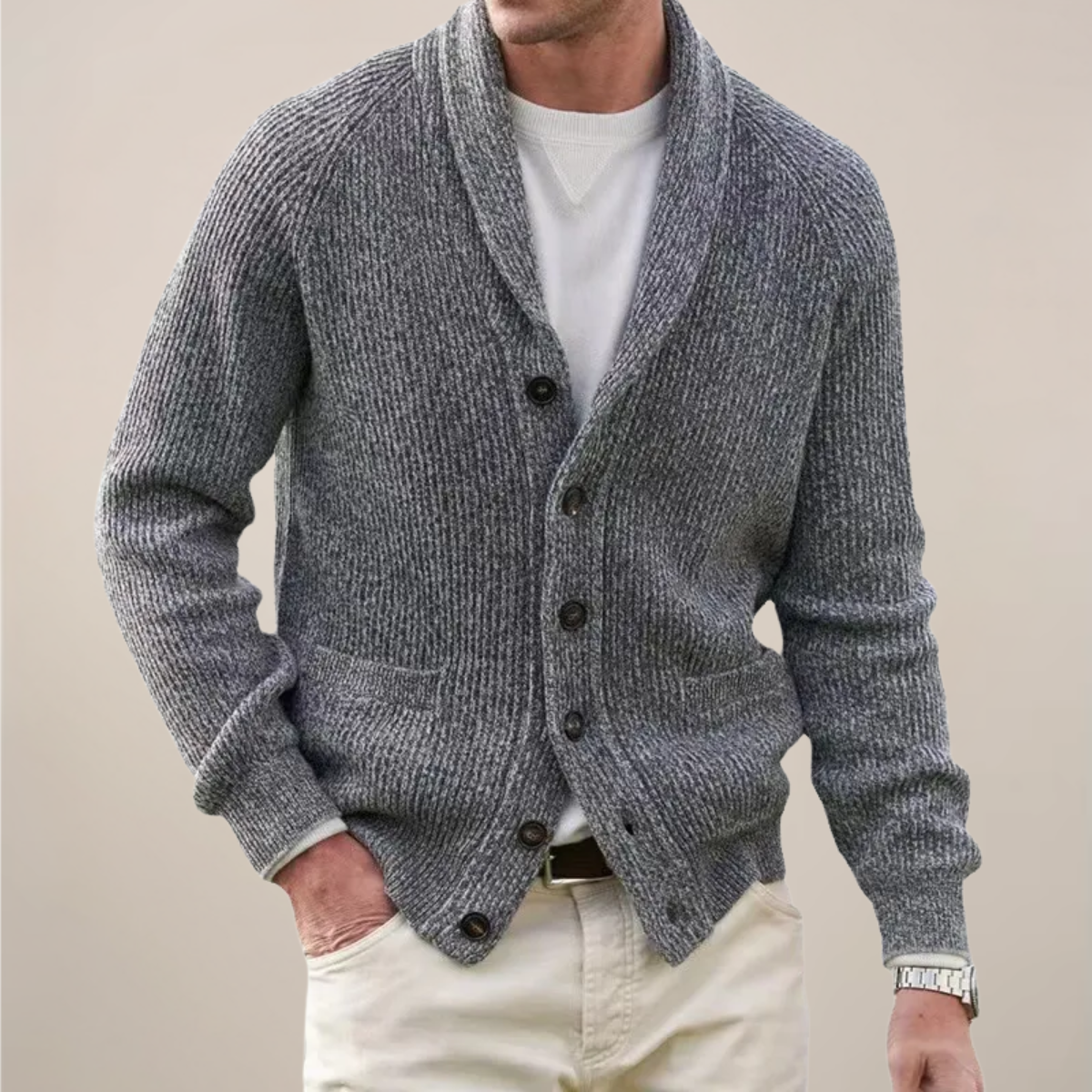 Lucas | Men's Lightweight Crew Neck Sweater Cardigan