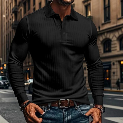 Men's Ribbed Knitted Polo Shirt