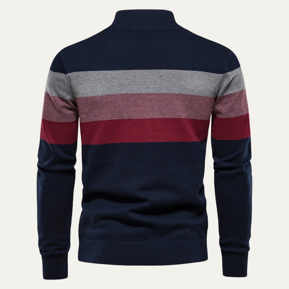 Men's Patchwork Zip Mock Neck Sweater