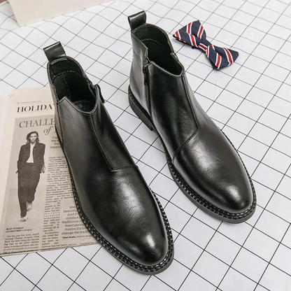 Men's Leather Ankle Boots Classic Red