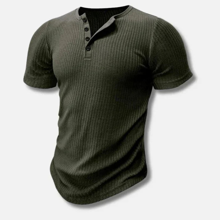 Men's Slim Fit Henley Shirt Button Front Cotton