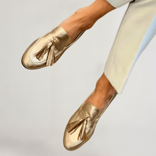 Luxury Gold Women's Slip On Loafers - VibreMode