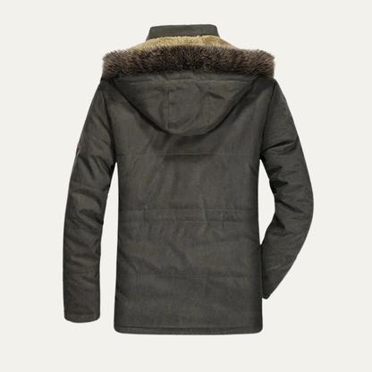 Men's Hooded Fur Jacket Warm Multi Pockets
