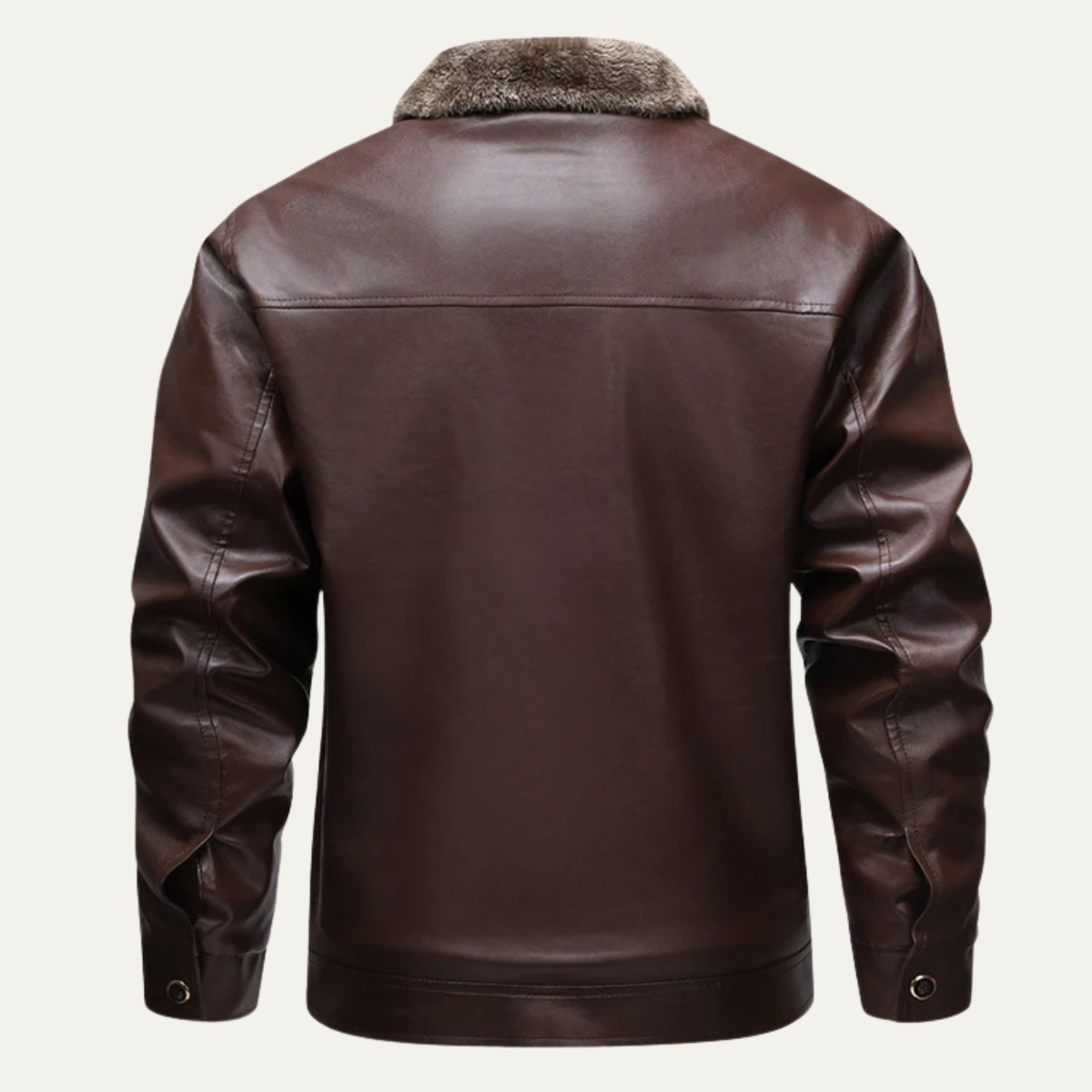 Men's Leather Jacket Fleece Lined Zip Up Coat