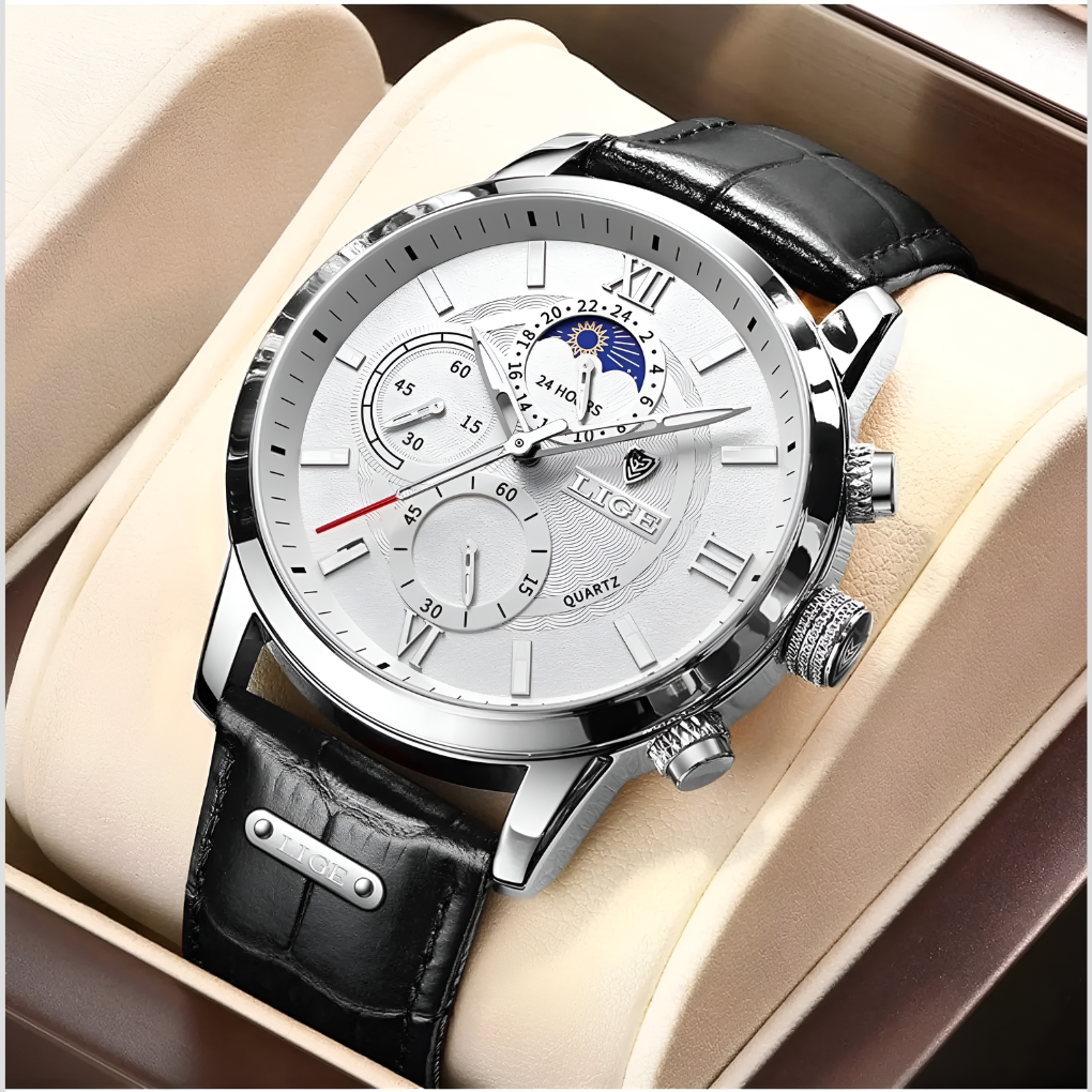 Men's Classic Watch 42mm Leather Strap - VibreMode