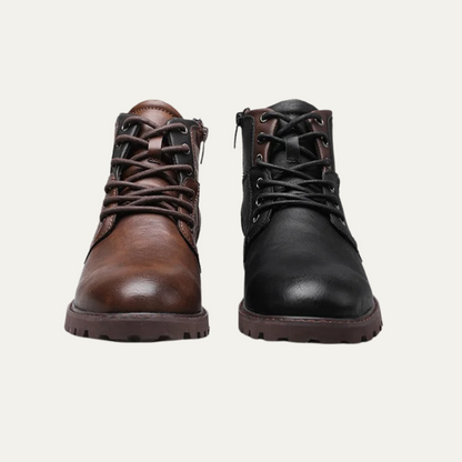 Stanhope Men's Ankle Biker Boots Durable Leather Black