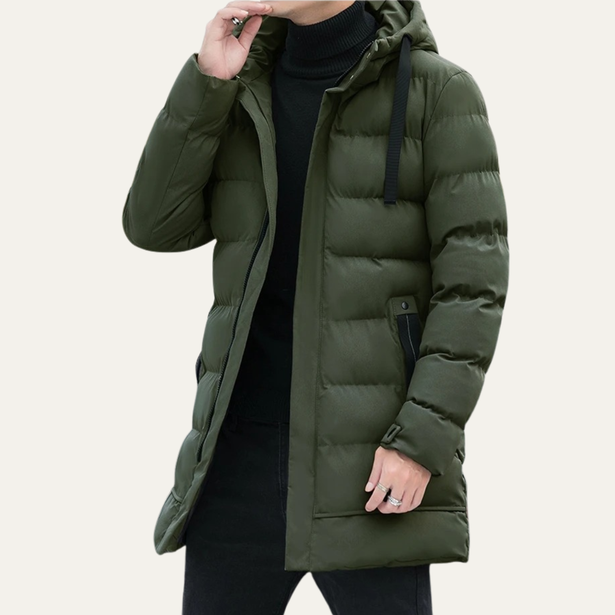 Men's Longline Puffer Coat Black