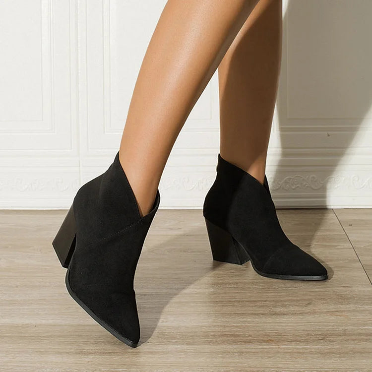 Women's Ankle Boots Block Heel Zip