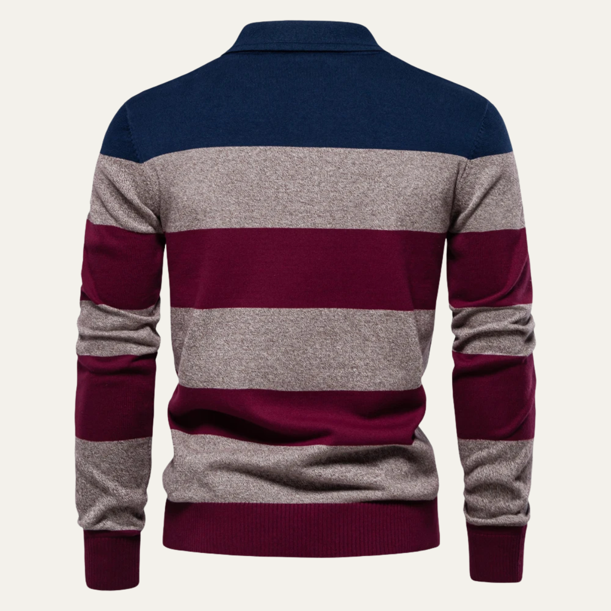Men's Striped Cotton Polo Sweater