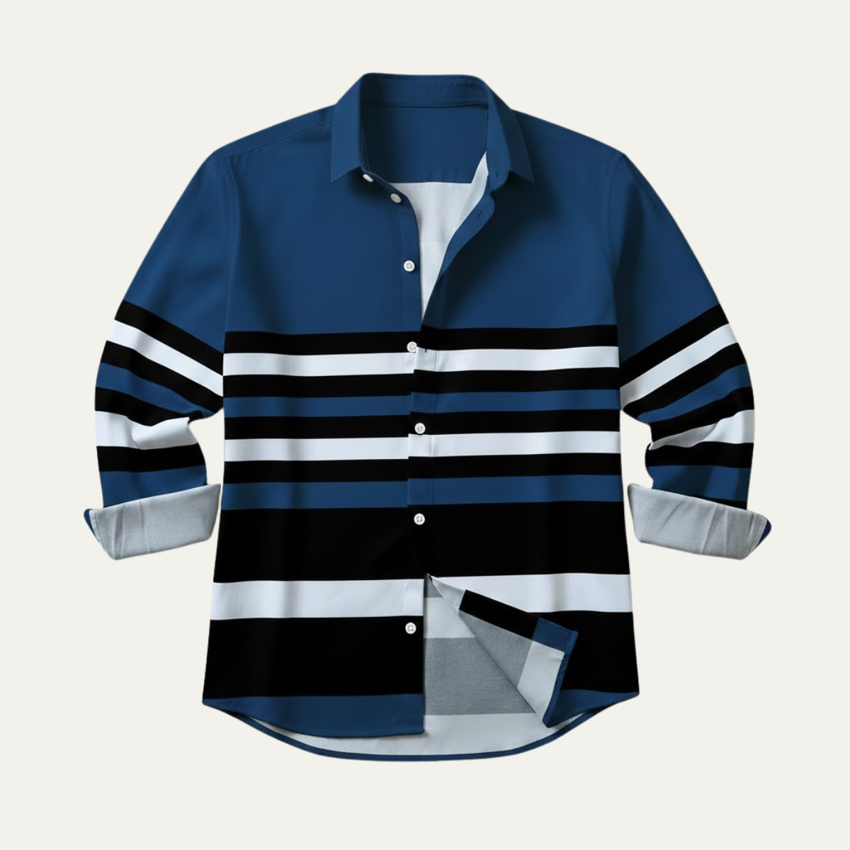 Men's Striped Color Block Shirt