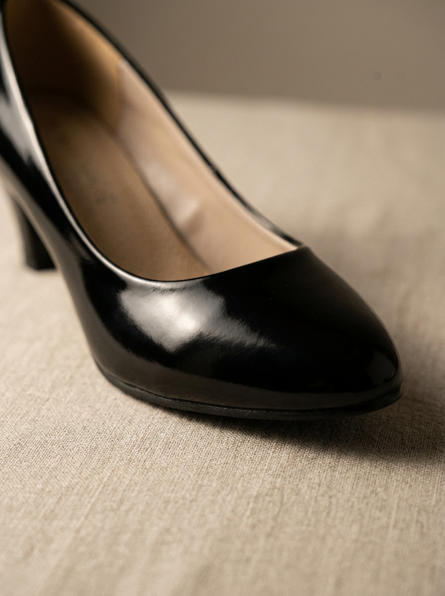 Women's Medium Heel Pumps Glossy Black