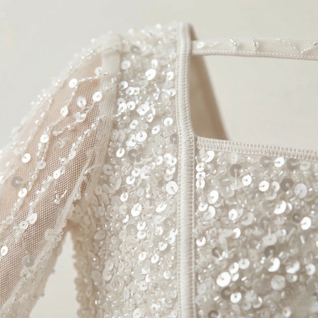 Sequin Mini Dress Long Sleeve Square Neck Party Dress