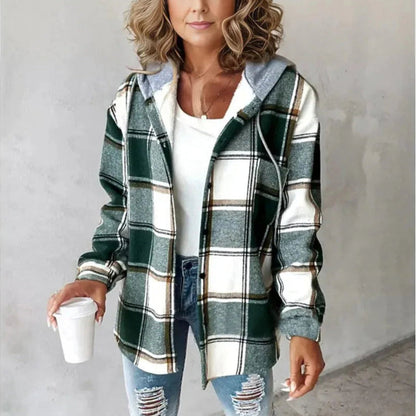 Women's Hooded Plaid Coat