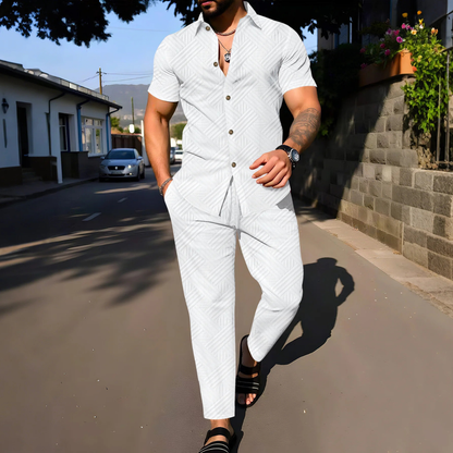 Men's Two Piece Casual Shirt And Pants Set